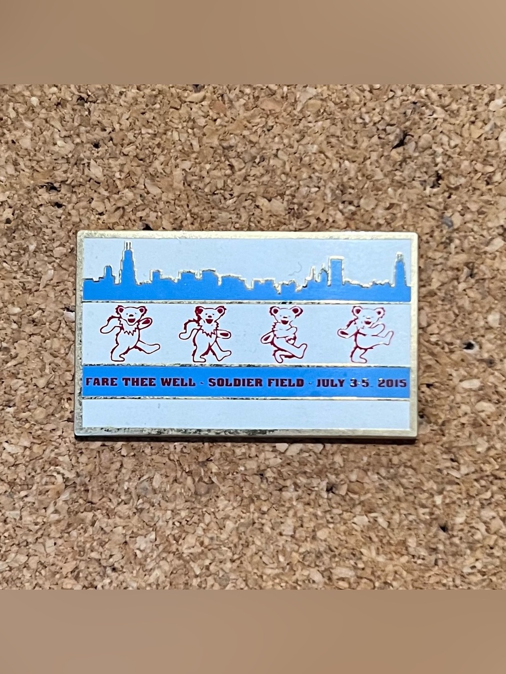 Grateful Dead Blue White Red Soldier Field Fare Thee Well Enamel Pin